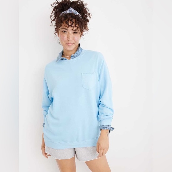 Aerie Sweatshirt Oversized Graphic Heart Light Blue Size Medium - Picture 1 of 7